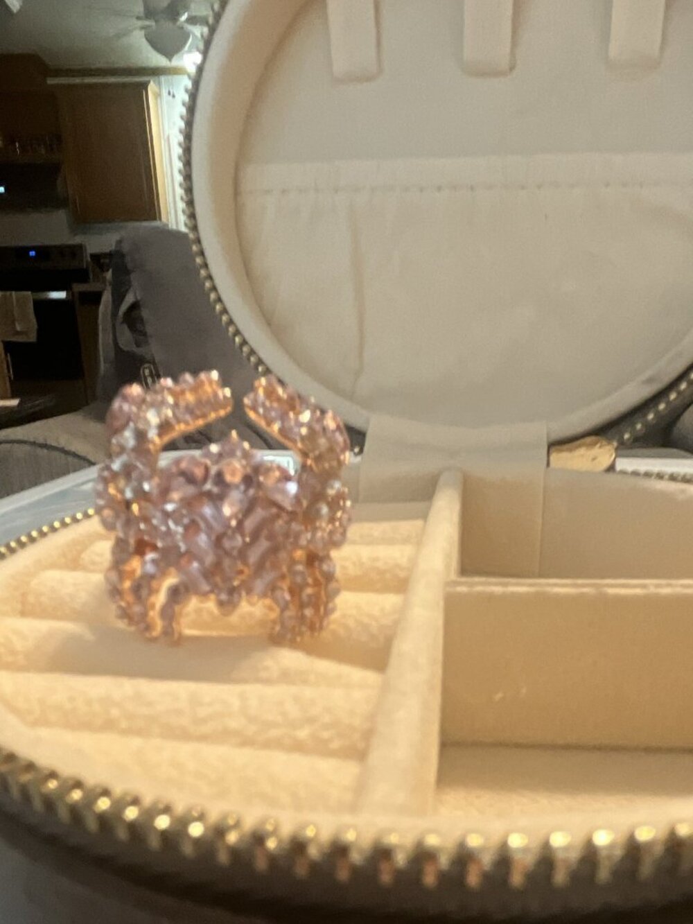 Simply Vera Vera Wang Rose Gold Plated Clear Crab Ring Size 8-Hallmark